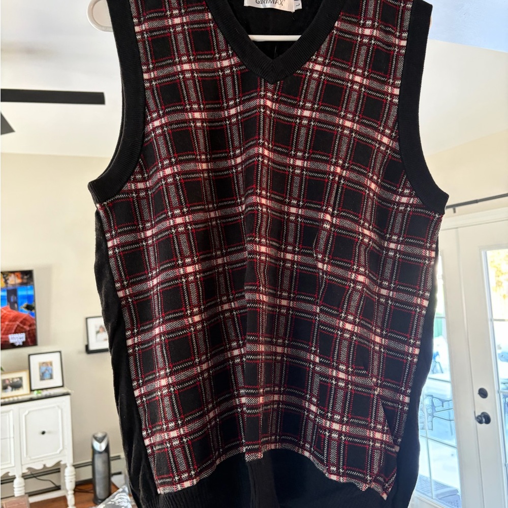 Plaid Sweater Vest Ginimax Men’s L great condition